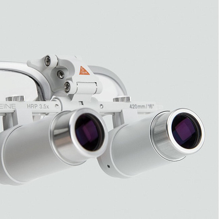 Heine HRP Set B - бинокулярные лупы высокого разрешения с увеличением 3,5х, 4х и 6х и креплением на шлеме с защитным щитком S-Guard